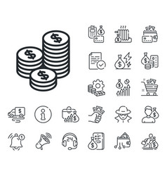 Coins Money Line Icon Banking Currency Cash