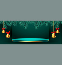 Merry Christmas Holiday Banner With 3d Podium