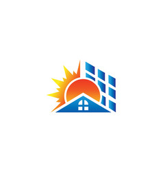 Solar Home And Sun Energy Power Logo