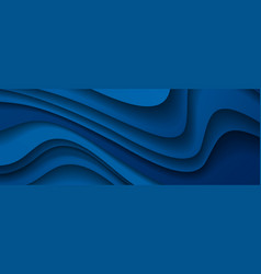 Dark Blue Paper Waves Abstract Banner