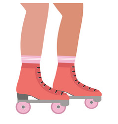 Roller Skates On Legs White Background