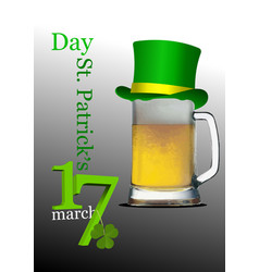 St Patricks Day Pint Of Beer With Green Hat 3d