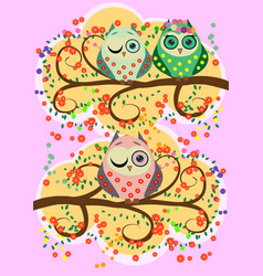 Bright Cartoonish Flirtatious Loving Owls