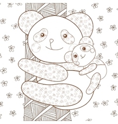 Kid Coloring Book Page Panda With Baby On Tree