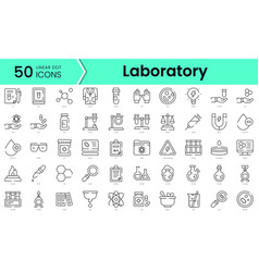 Set Of Laboratory Icons Line Art Style Icons