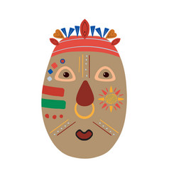 Tribal African Mask With A Nose Ring In Flat