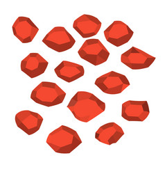 Cartoon Stones Rock Stone Isometric Set Red