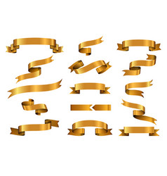 Gold Glossy Ribbon Banners Set