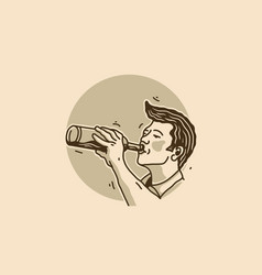 Vintage Drawing Of Man Holding Water Bottle