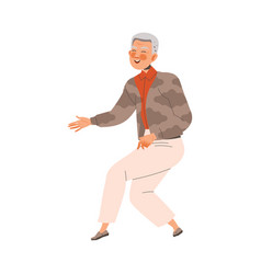 Senior Man Character Practicing Tai Chi And Qigong