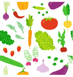 Vegetables Cartoon Seamless Background Pattern