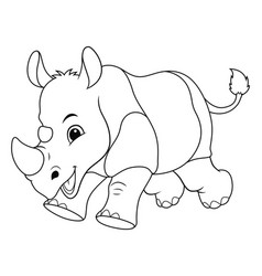 Little Rhinoceros Cartoon Animal Bw