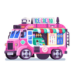 Pink Ice Cream Parlor In Flat Design