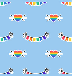 Seamless Pattern With Rainbow Colored Garland