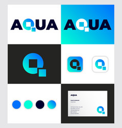 Aqua Logo Q Monogram Corporate Identity Card