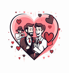 Happy Gay Couple In Heart Shape Lgbt Concept