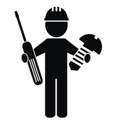 Person With Bolt And Screwdriver Black Icon