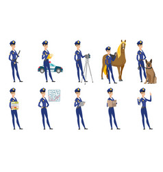 Set Of Police Woman Characters