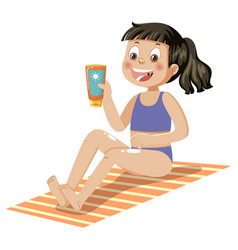 A Girl Applying Sunscreen Lotion