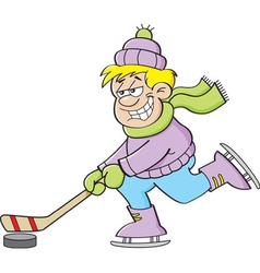 Cartoon girl playing hockey Royalty Free Vector Image