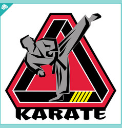 Karate High Kick Emblem Martial Art Colored