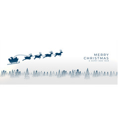 Merry Christmas Wishes Banner With Santa Flying