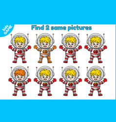 Educational Kids Game Find 2 Same Boy Astronaut