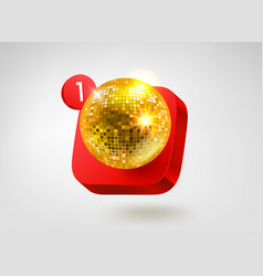 Gold Glass Disco Ball On Red Button 3d Mobile