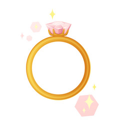 Shiny Gold Engagement Ring With Pink Brilliant