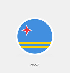 Aruba Round Flag Icon With Shadow