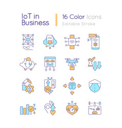 Iot In Business Rgb Color Icons Set