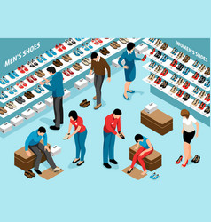 Isometric Shoes Store Composition