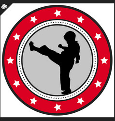 Karate High Kick Emblem Martial Art Colored