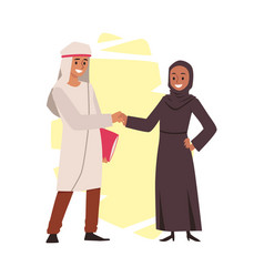 Muslim Business Men And Woman Shaking Hands Flat