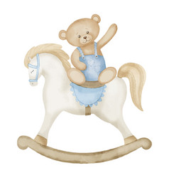 Rocking Horse With Teddy Bear Hand Drawn