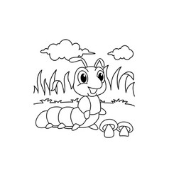 Funny Caterpillar Cartoon Coloring Page