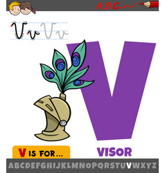 Letter V From Alphabet With Visor Medieval Helmet