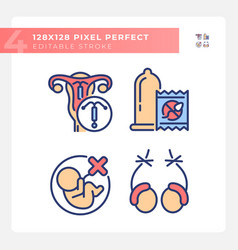 Pregnancy Prevention Methods Rgb Color Icons Set