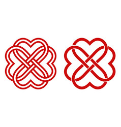 Celtic Knot Red Hearts In Shape A Flower