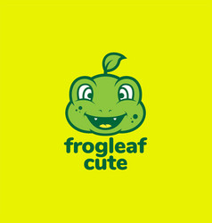 Cute Face Green Frog Leaf Logo Design