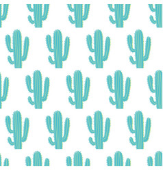 Standing Green Saguaro Cactus Seamless Pattern