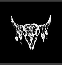 Buffalo Skull Black Dotwork