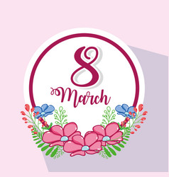 Fuscia March 8 With Flowers Design