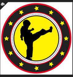 Karate High Kick Emblem Martial Art Colored