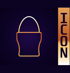 Gold Line Chicken Egg On A Stand Icon Isolated