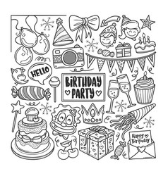 Birthday Party Hand Drawn Doodle Coloring