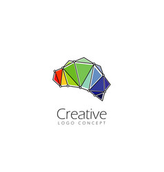 Colorful Brain Logo Design Template Flat Style Vec