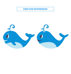 Find Five Differences Between Cartoon Whales