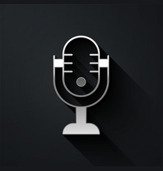 Silver Microphone Icon Isolated On Black