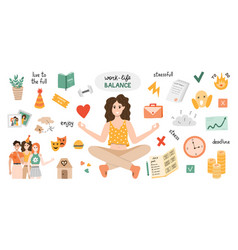 Work Life Balance Set With Lettering And Clipart